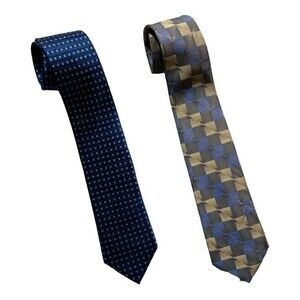 Arrow Mens Necktie Lot of 2 Geometric Multicolor 100% Silk Classic Business Tie